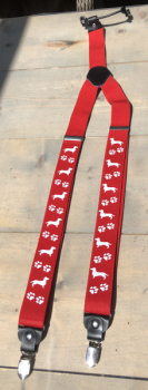 Hosenträger Rot mit Dackelmotiven